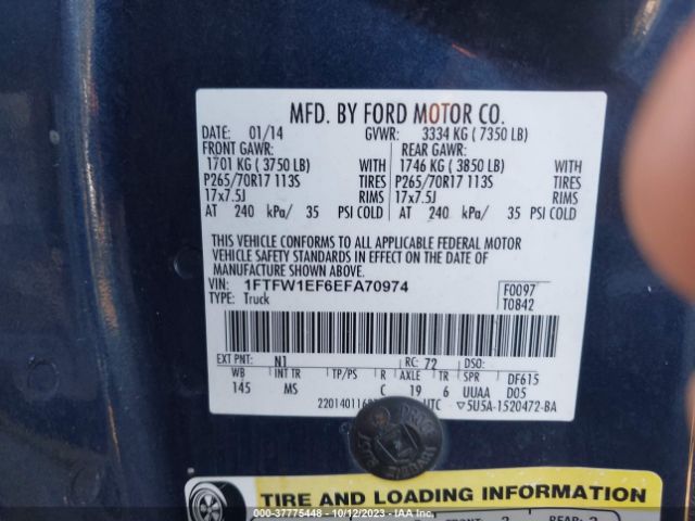 1FTFW1EF6EFA70974 Ford F-150 Xl/xlt/stx/fx4/lariat