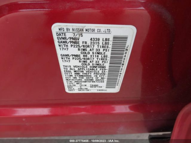 JN8AS5MT6FW672266 Nissan Rogue Select S