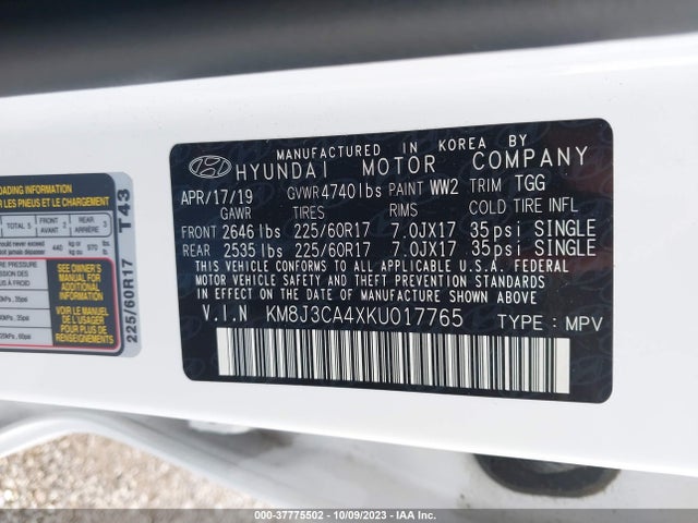 Hyundai Tucson Value 2019 KM8J3CA4XKU017765 Image 9