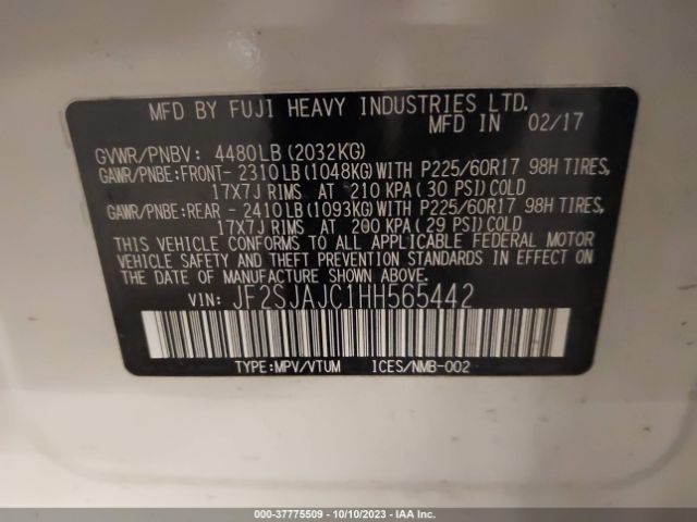 JF2SJAJC1HH565442 Subaru Forester Limited