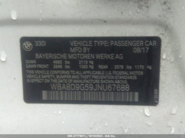 BMW 330i Xdrive 2018 WBA8D9G59JNU67688 Image 9