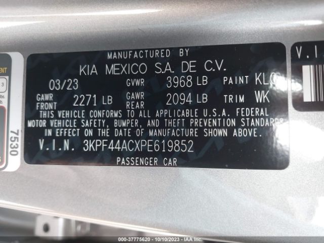 3KPF44ACXPE619852 KIA FORTE GT