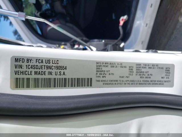 Dodge Durango Citadel 2022 1C4SDJET9NC190554 Image 9