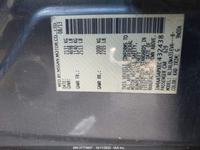 1N4AA5APXEC432438 Nissan Maxima 3.5 S