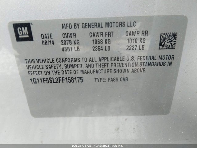 Chevrolet Malibu 1lz 2015 1G11F5SL3FF158175 Image 9