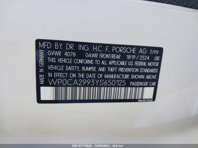 2000 PORSCHE 911 CARRERA WP0CA2993YS650125 Photo 8