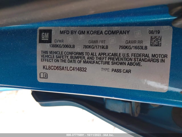 Chevrolet Spark Lt 2020 KL8CD6SA1LC414832 Image 9