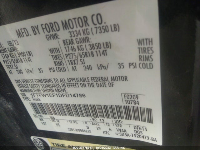 2013 FORD F-150 1FTFW1EF1DFD14786 Photo 8