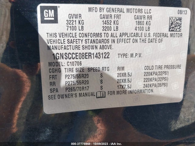 Chevrolet Tahoe Ltz 2014 1GNSCCE08ER143122 Image 9