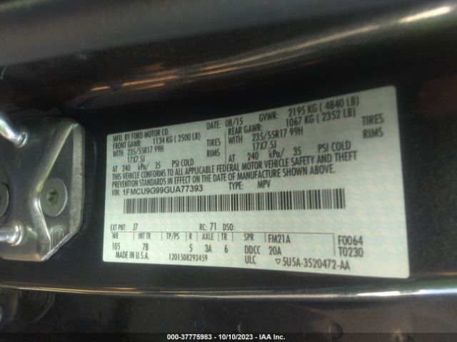 1FMCU9G99GUA77393 Ford ESCAPE SE