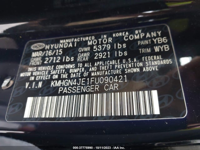Hyundai Genesis 3.8l 2015 KMHGN4JE1FU090421 Image 9