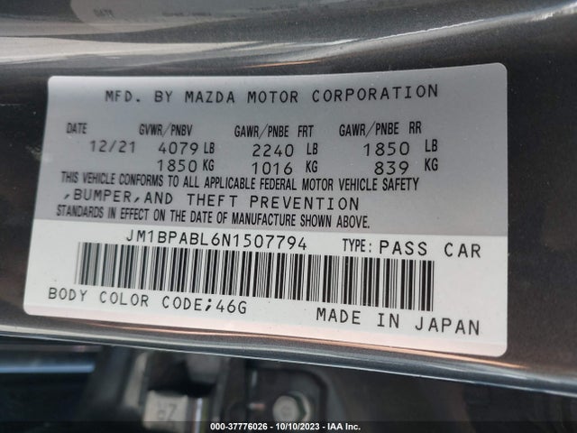 Mazda Mazda3 Sedan Select 2022 JM1BPABL6N1507794 Image 9