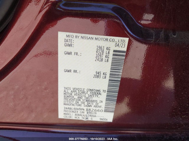 Nissan Altima 2.5 Sv 2023 1N4BL4DV9PN382660 Image 9