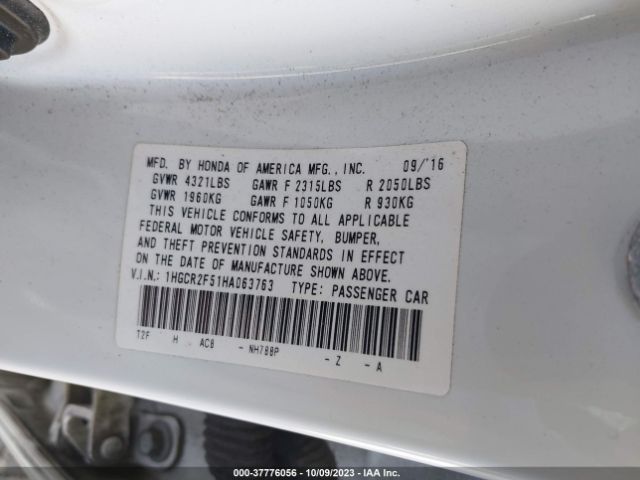 1HGCR2F51HA063763 Honda Accord Sedan Sport