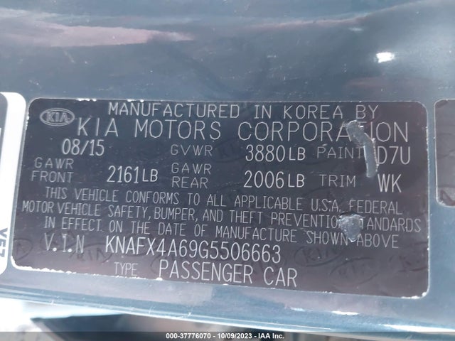 KIA FORTE LX 2016 KNAFX4A69G5506663 Image 9