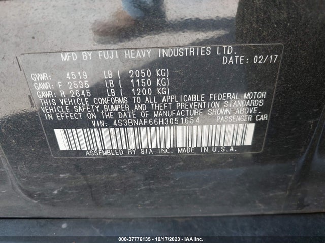 4S3BNAF66H3051654 Subaru Legacy 2.5i Premium