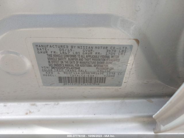 3N1CE2CP1FL437040 Nissan Versa Note S Plus