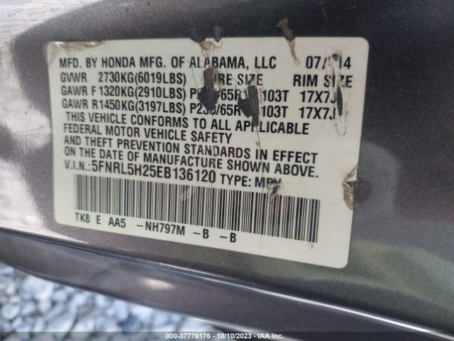 5FNRL5H25EB136120 Honda ODYSSEY LX