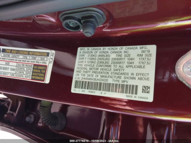 2HKRW6H39JH224220 Honda CR-V LX
