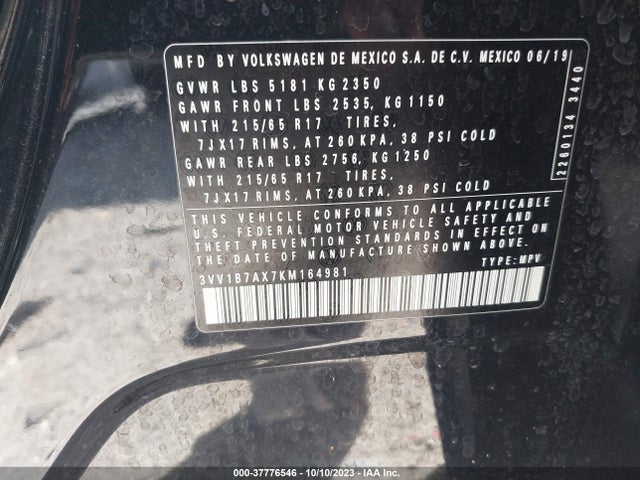 3VV1B7AX7KM164981 Volkswagen TIGUAN S