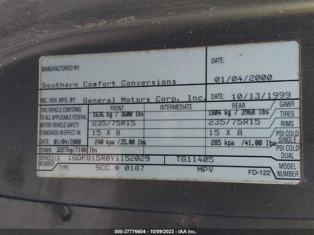 2000 GMC SAVANA CARGO VAN 1GDFG15R8Y1152029 Photo 8