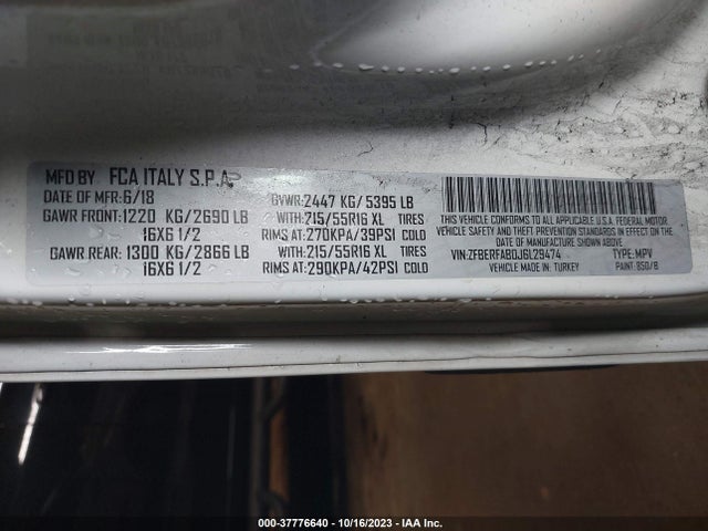 ZFBERFAB0J6L29474 RAM Promaster City Tradesman