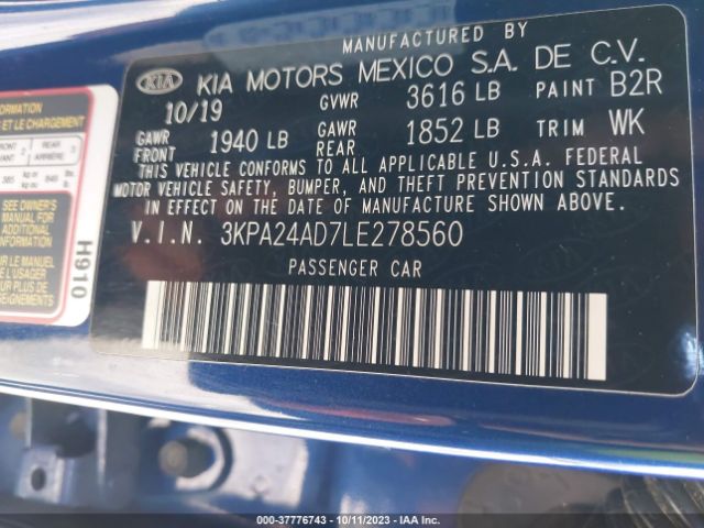 3KPA24AD7LE278560 KIA RIO S