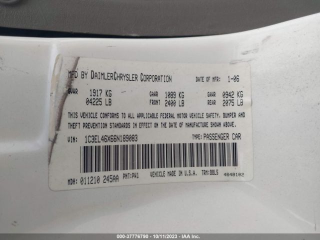 2006 CHRYSLER SEBRING SDN 1C3EL46X66N189083 Photo 8