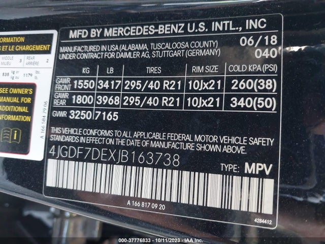 Mercedes-Benz Gls 550 2018 4JGDF7DEXJB163738 Image 9