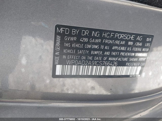 2012 PORSCHE 911 WP0AD2A91CS766426 Photo 8