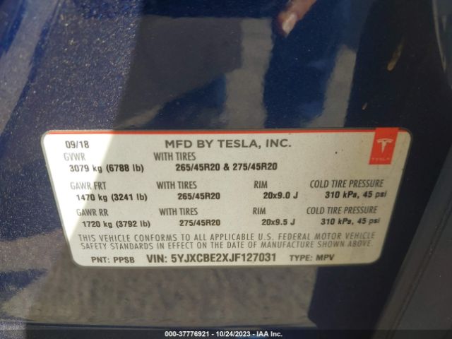 5YJXCBE2XJF127031 Tesla Model X 75d/100d/p100d