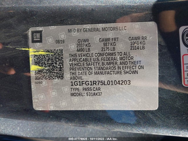 Chevrolet CAMARO 2SS 2020 1G1FG1R75L0104203 Image 9