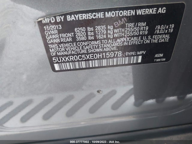 BMW X5 Xdrive35i 2014 5UXKR0C5XE0H15978 Image 9