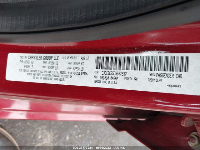 2013 CHRYSLER 200 LIMITED VIN: 1C3CCBCG5DN507837