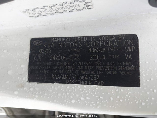 KIA Optima Lx 2015 KNAGM4A71F5647392 Image 9