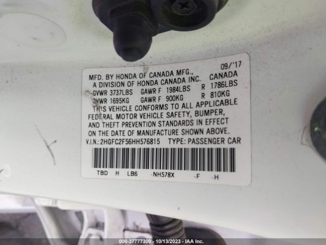 2HGFC2F56HH576815 Honda Civic Sedan Lx