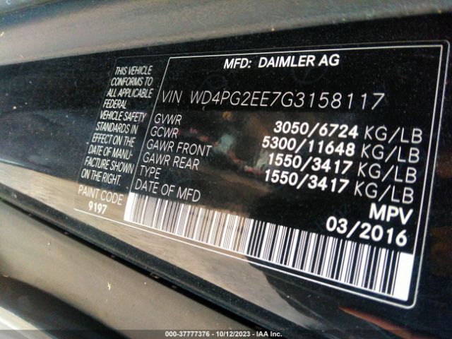 WD4PG2EE7G3158117 Mercedes-Benz METRIS PASSENGER VAN