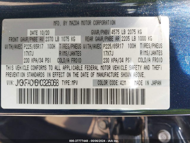 Mazda Cx-5 Touring 2021 JM3KFACM6M0326068 Image 9
