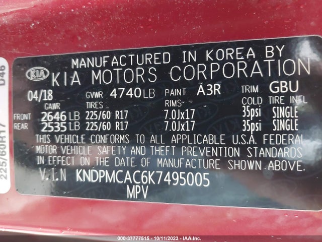 KIA Sportage Lx 2019 KNDPMCAC6K7495005 Image 9