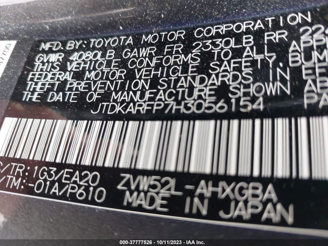 Toyota Prius Prime Plus/premium/advanced 2017 JTDKARFP7H3056154 Image 9