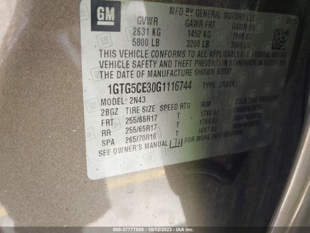 1GTG5CE30G1116744 GMC Canyon 2wd Sle