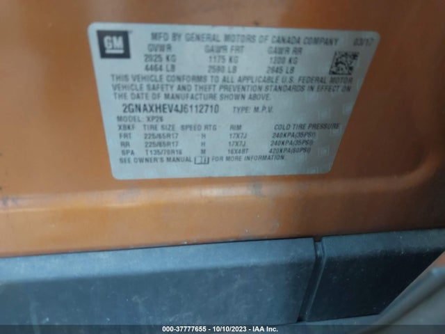 Chevrolet EQUINOX LS 2018 2GNAXHEV4J6112710 Image 9