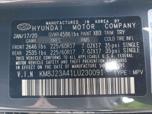 Hyundai TUCSON SE 2020 KM8J23A41LU230091 Image 9
