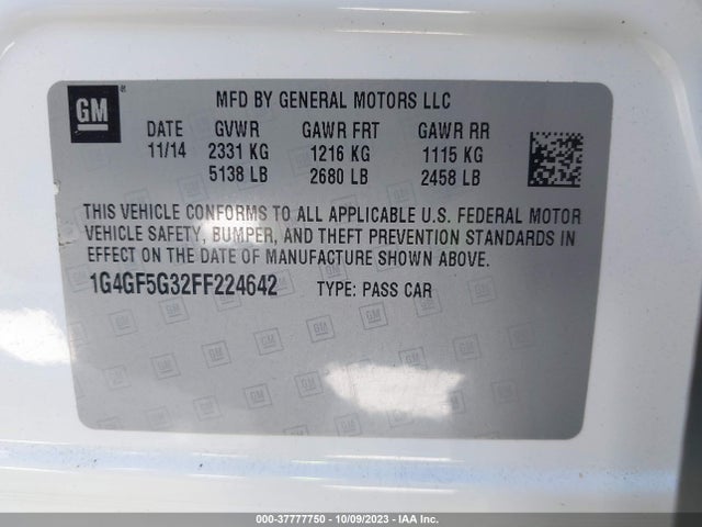 2015 BUICK LACROSSE PREMIUM II VIN: 1G4GF5G32FF224642