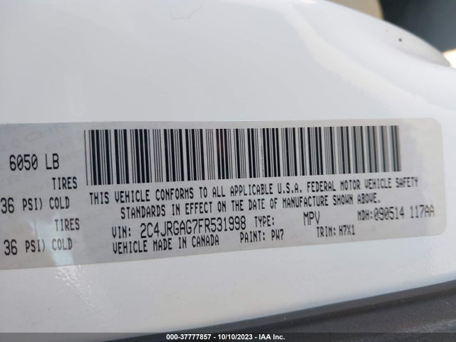 2015 RAM CARGO TRADESMAN VIN: 2C4JRGAG7FR531998
