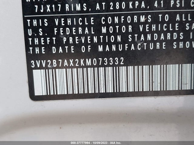 3VV2B7AX2KM073332 Volkswagen Tiguan Se/sel/sel R-line