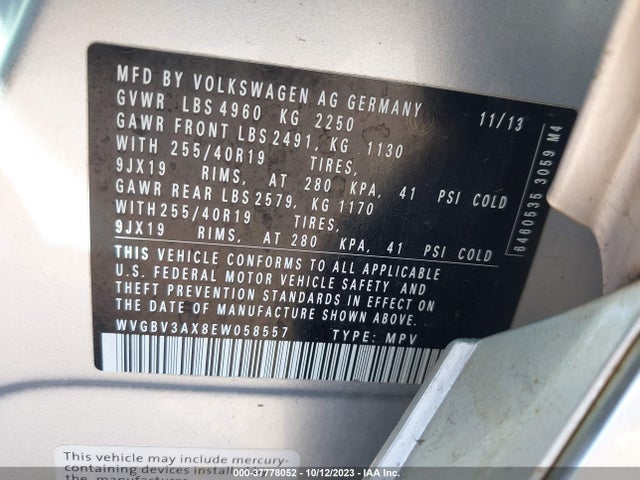WVGBV3AX8EW058557 Volkswagen Tiguan R-line