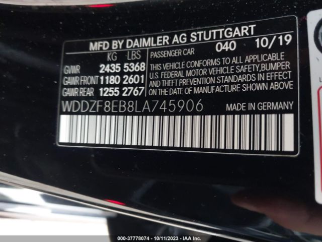 2020 MERCEDES-BENZ E 350 WDDZF8EB8LA745906 Photo 8