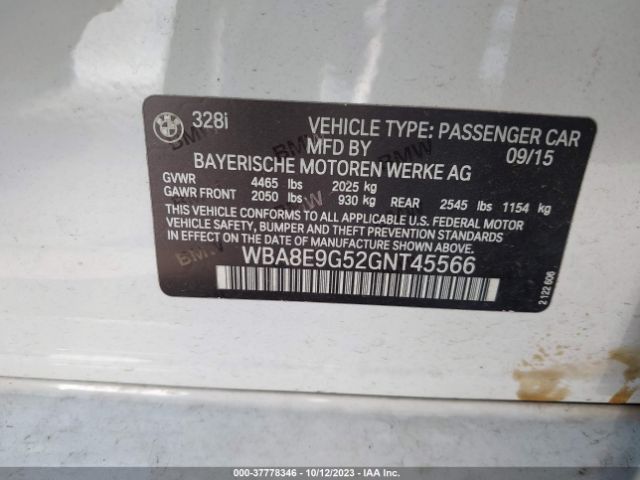 WBA8E9G52GNT45566 BMW 3 Series 328i