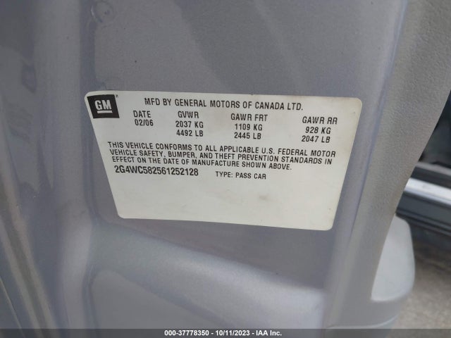 2006 BUICK LACROSSE CX VIN: 2G4WC582561252128